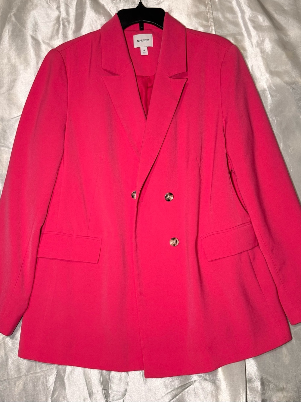 Nine West Bright Pink Double-Breasted Blazer